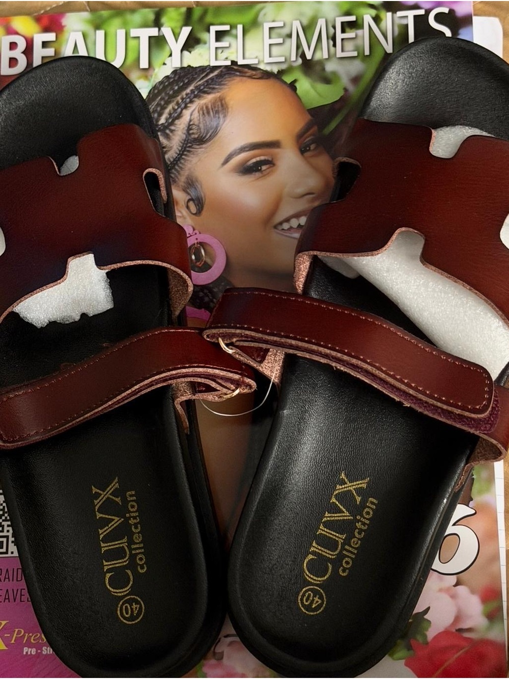 Clunyx Collection Women's Burgundy Slide Sandals